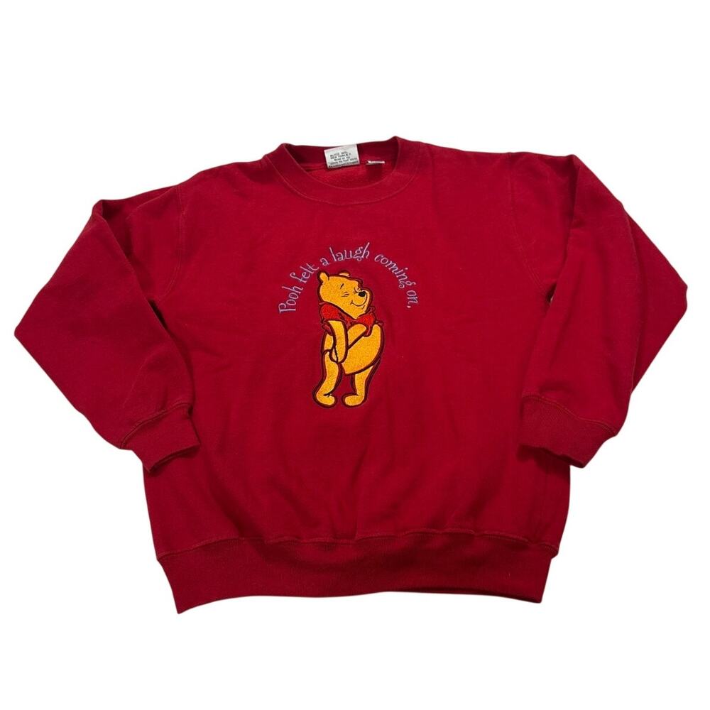 Vintage Disney Winnie the Pooh Kids Medium 7/8 Retro Nostalgic Embroidered Red